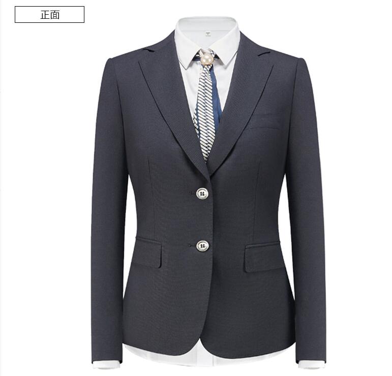 物業(yè)前臺行政女士兩粒扣工服正面照