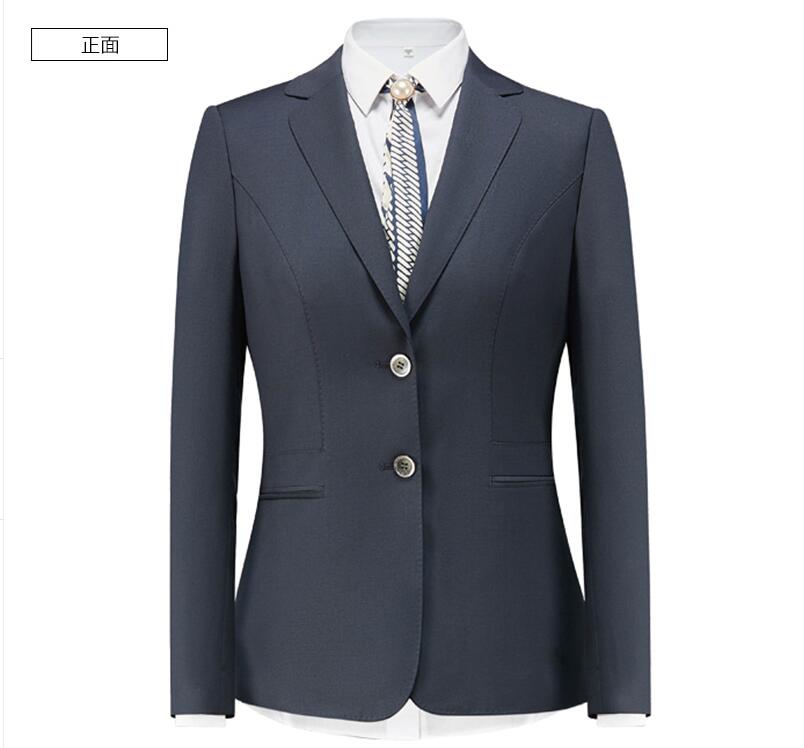 物業行政一字兜兩粒扣女士工服正面照