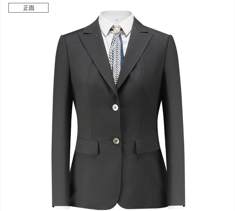 平袋蓋兩粒扣女士工服訂制正面款式圖