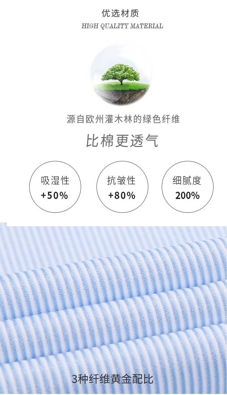 藍(lán)色條紋女士V領(lǐng)襯衫制作辦面料介紹