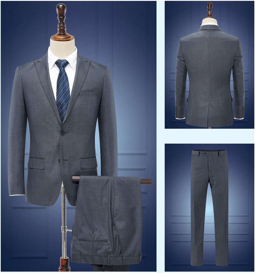 灰色后開叉兩粒扣職業(yè)裝款式圖