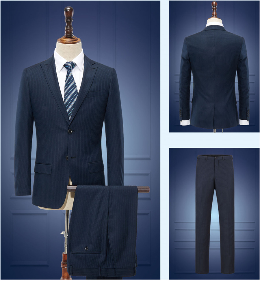 兩粒扣條紋男士職業(yè)裝定制款式圖