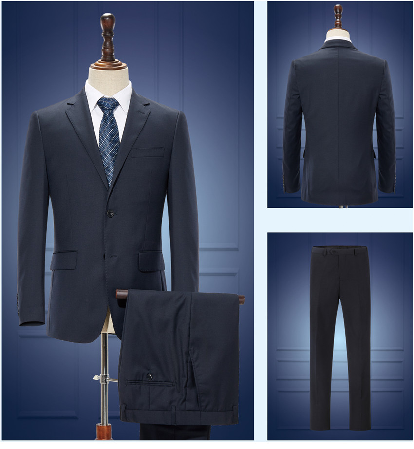 商務(wù)旅行黑色男士職業(yè)裝定做款式圖